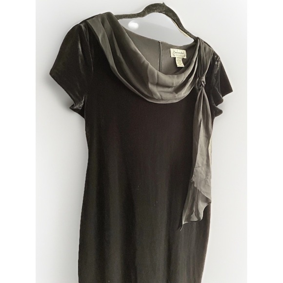 Elegant Black Velvet Dress Long with Cowl Neckline – Connected Petite, Size 14P - Picture 12 of 12